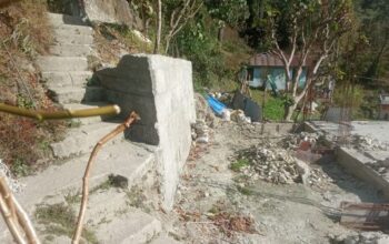 Urgent sale of land with 1 slab and 12 pillars at Ahoo (Ranipool), priced at 50 lakhs.