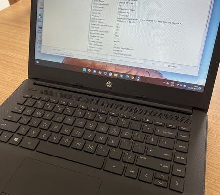 An HP laptop in very good condition with full battery capacity is for sale for 25000 Rs.