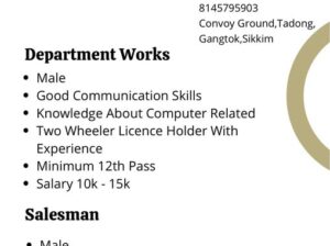 Z&C Enterprise is hiring for salesman and department works positions.