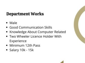 Job vacancy at Z&C Enterprise for department works.