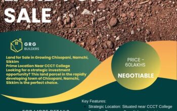 Land for sale in Chisopani, Namchi, Sikkim near CCCT College, ideal for residential or commercial development.