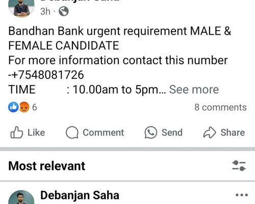 Bandhan Bank is looking for male and female candidates.