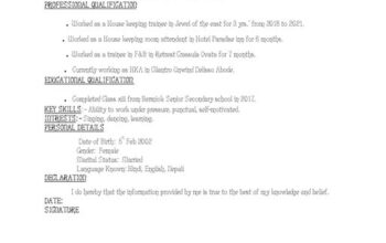 A person with 3-4 years of housekeeping experience is seeking a job in the hotel line in Bhoogari.