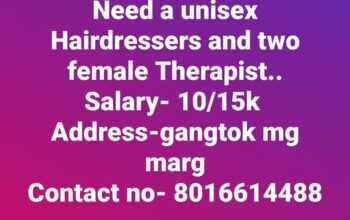Unisex hairdresser and therapists needed