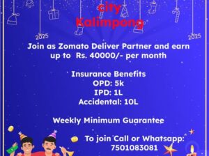 Zomato delivery partner opportunity in Kalimpong in 2025.